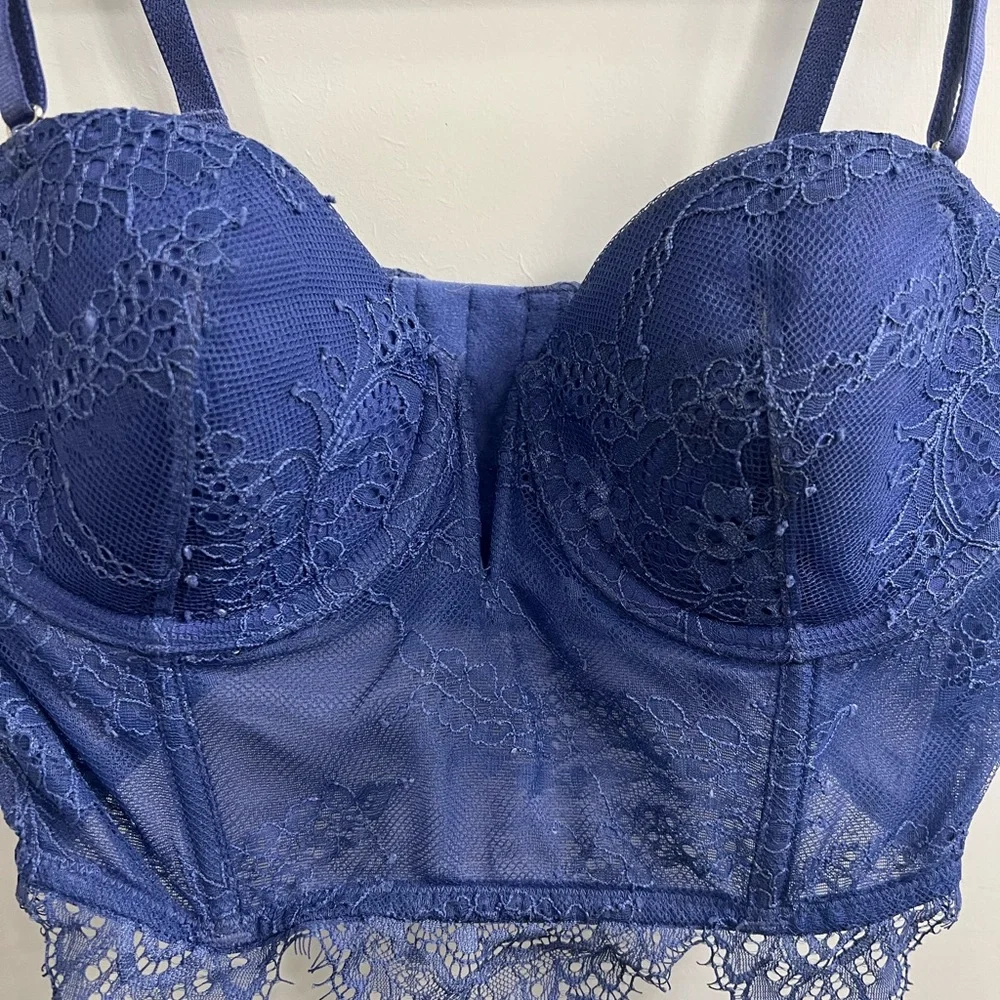 Victoria's Secret Blue Lace Bustier Corset Bra Top | Size 34B - Picture 2 of 5